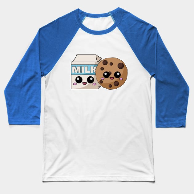 Milk and Cookies Baseball T-Shirt by Happy Taco Studio